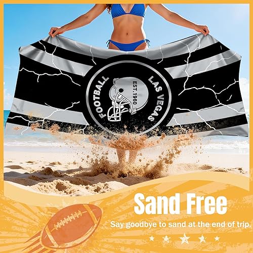 Miniatura 4 de Toalla de playa de microfibra de gran tamaño para fanáticos del fútbol, con temática de la ciudad de Las Vegas, toallas absorbentes grandes para
