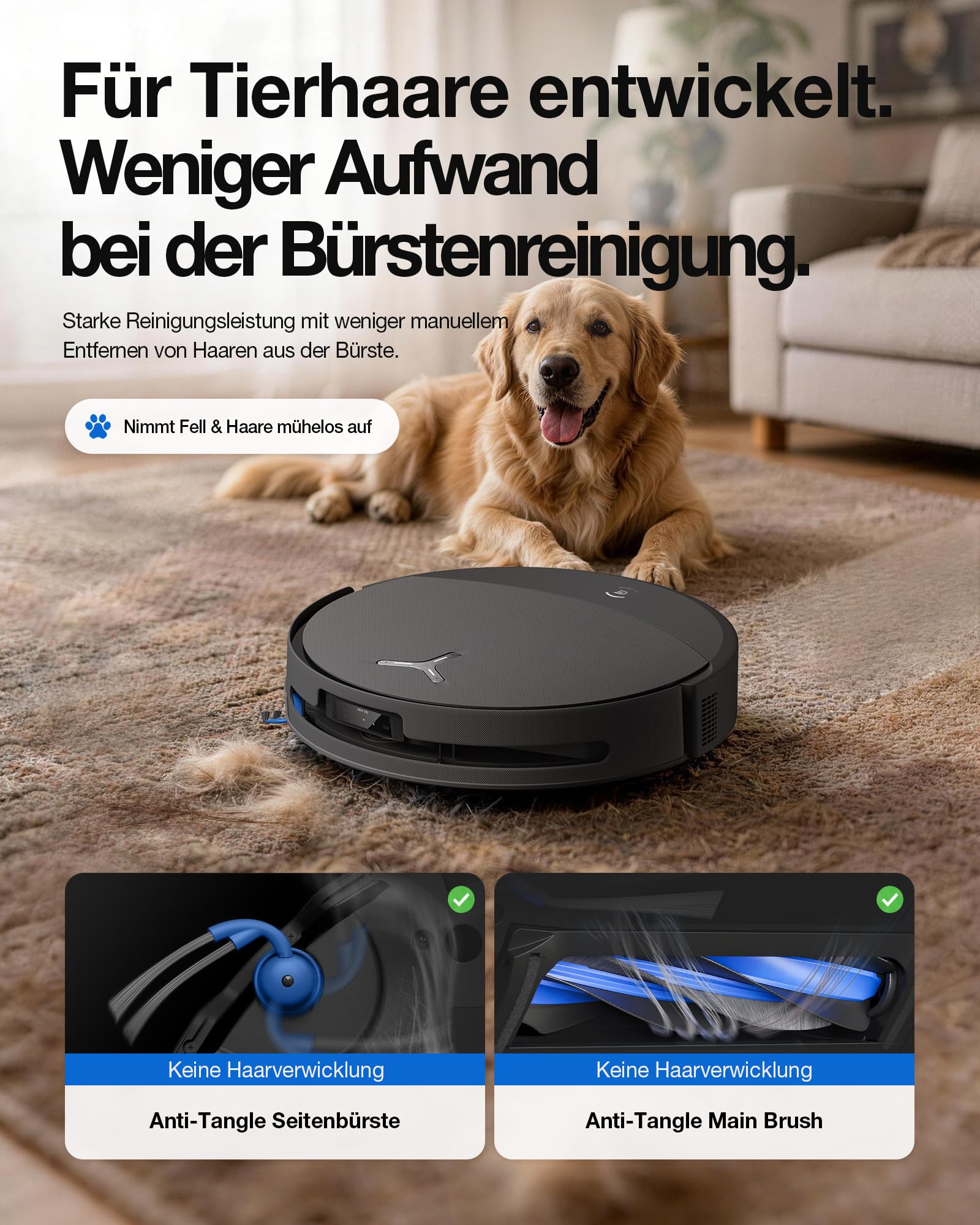 ECOVACS DEEBOT T90 PRO Omni Saugroboter mit Wischfunktion, Roboterstaubsauger 30.000 Pa, Schnellladen mit PowerBoost, OZMO Roller 3.0 mit TruEdge, automatische Dosierung der Reinigungslösung, Schwarz