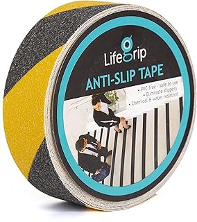 LifeGrip Anti Slip Traction Tape, 2 Inch x 60 Foot, Best Grip, Friction, Abrasive Adhesive for Stairs, Tread Step, Indoor, Outdoor, Caution Yellow/Black
