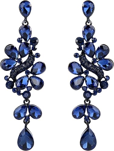 BriLove Pendientes colgantes de cristal para mujer estilo victoriano para boda nupcial Cristal