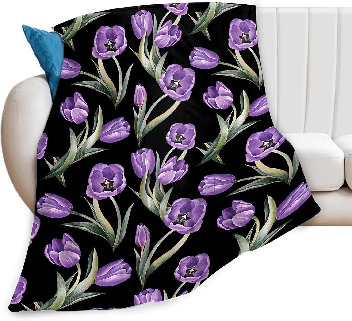 Purple Tulip Blanket Flower Gifts for Girls Women Tulip