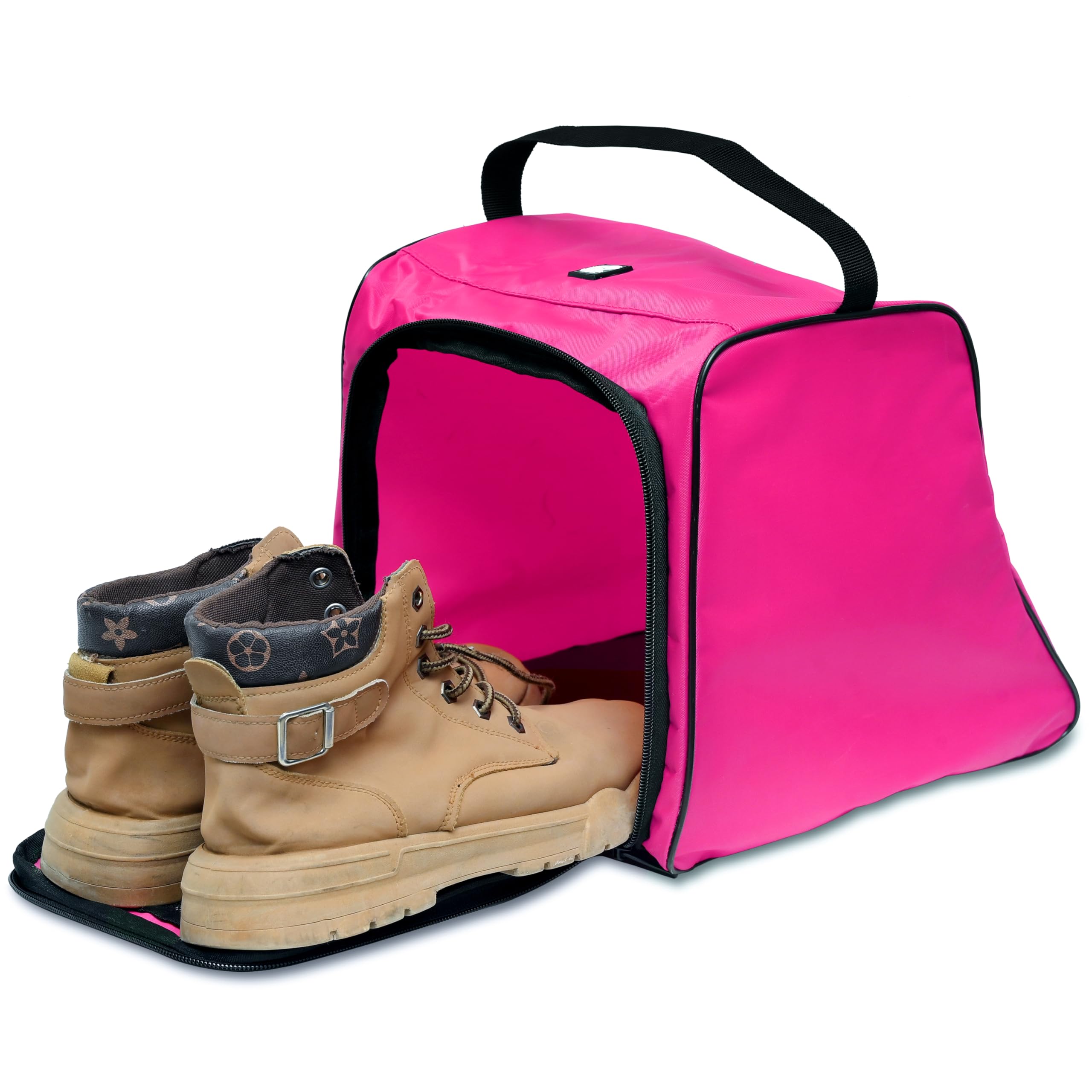 Boot Bag Storage for Travel & Outdoor Sports - Fits Hiking, Work, Golf, Rugby, Football, Gym and Tactical Footwear - Waterproof, Durable, Portable and Carrier Case (Pink)