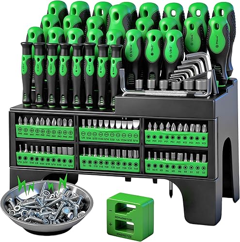 Miniatura 12 de SWANLAKE Juego de destornilladores 11 piezas, magnético con 5 puntas Phillips y 5 puntas de cabeza plana para sujetar y aflojar tornillos agarrados