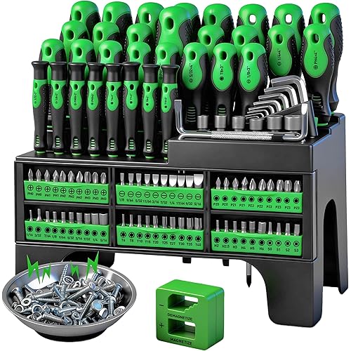 118-Piece Magnetic Screwdriver Set with Plastic Racking, Precision Screwdrivers, Magnetizer, Demagnetizer, Nut Drivers, Ratchet Handles, Allen Keys, Sockets & More - DIY Tools & Gift for Men