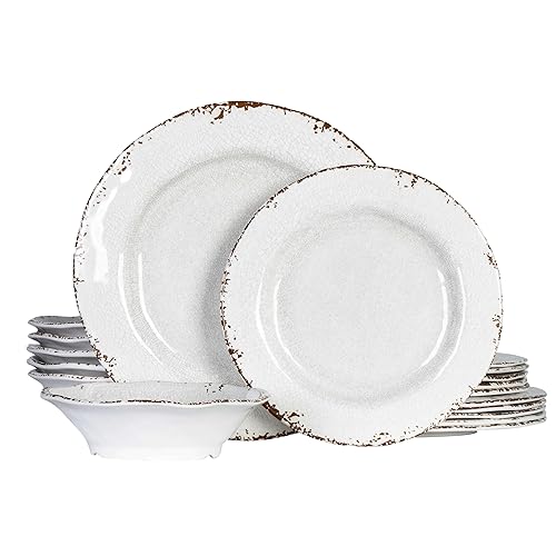 Vintage Melamine Dinnerware Sets, 18 Piece Lightweight and Unbreakable Outdoor