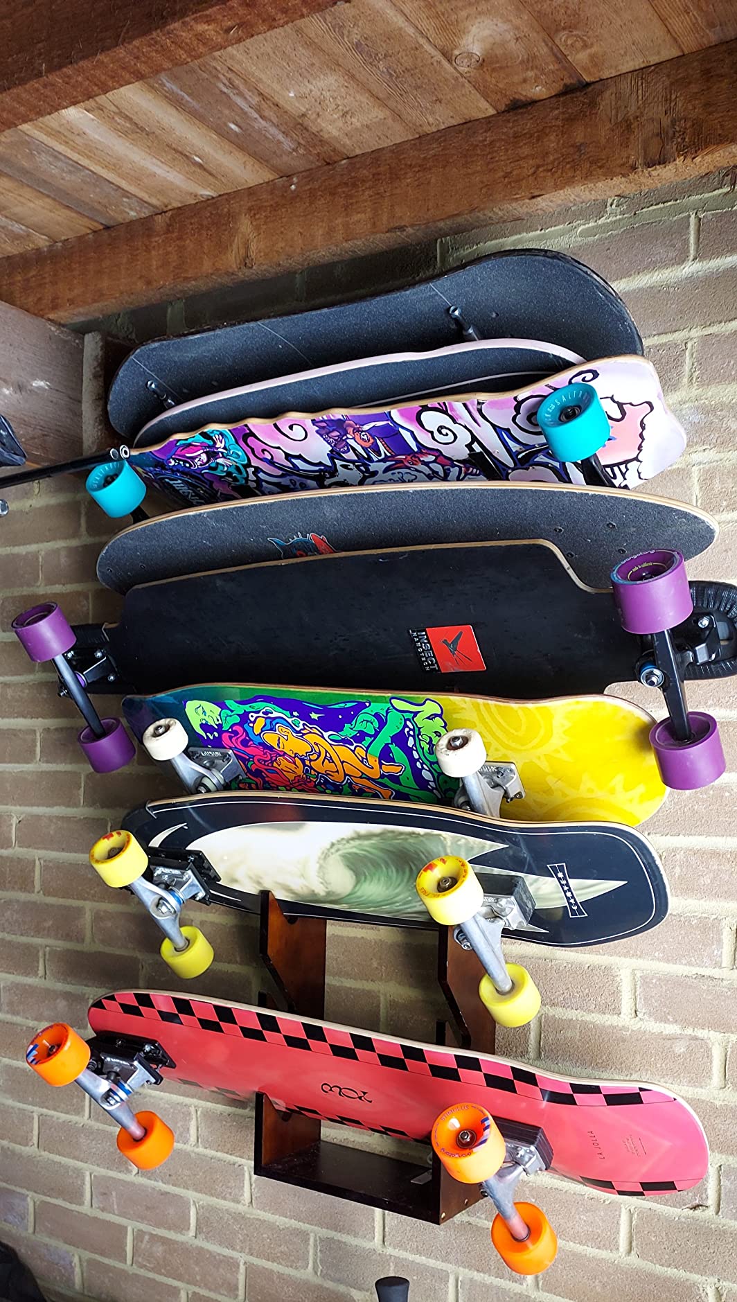 Skateboard Rack Wall Mount,Solid Wood Skateboard Display Rack ...