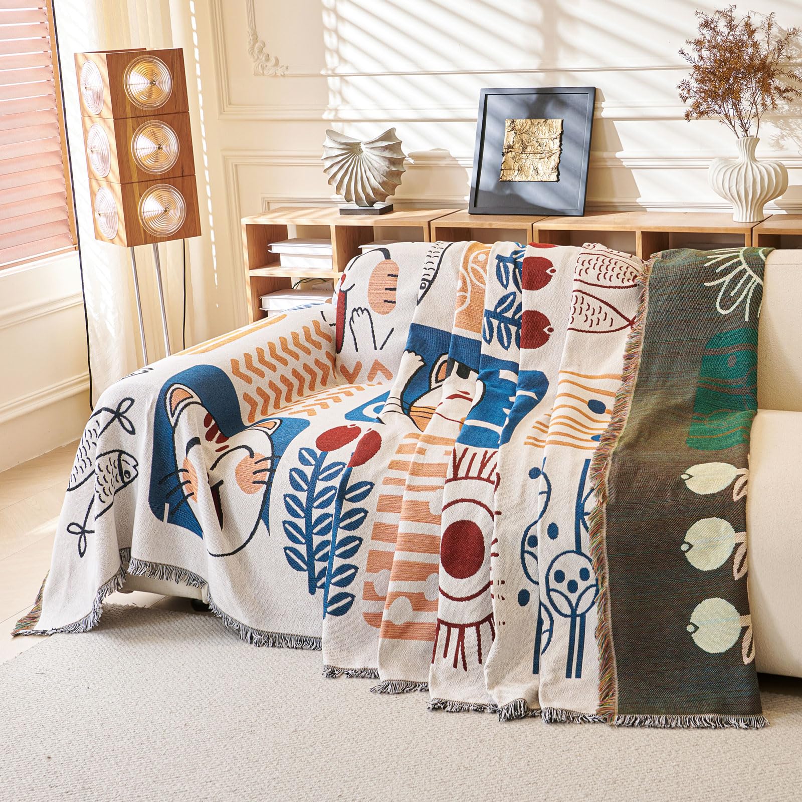 LHGOGO Aztec Large Sofa Throw Blanket with Tassels, 180x300cm Extra Thick Bohemian Woven Blanket for 2 3 4 Seater Settees - Image 3