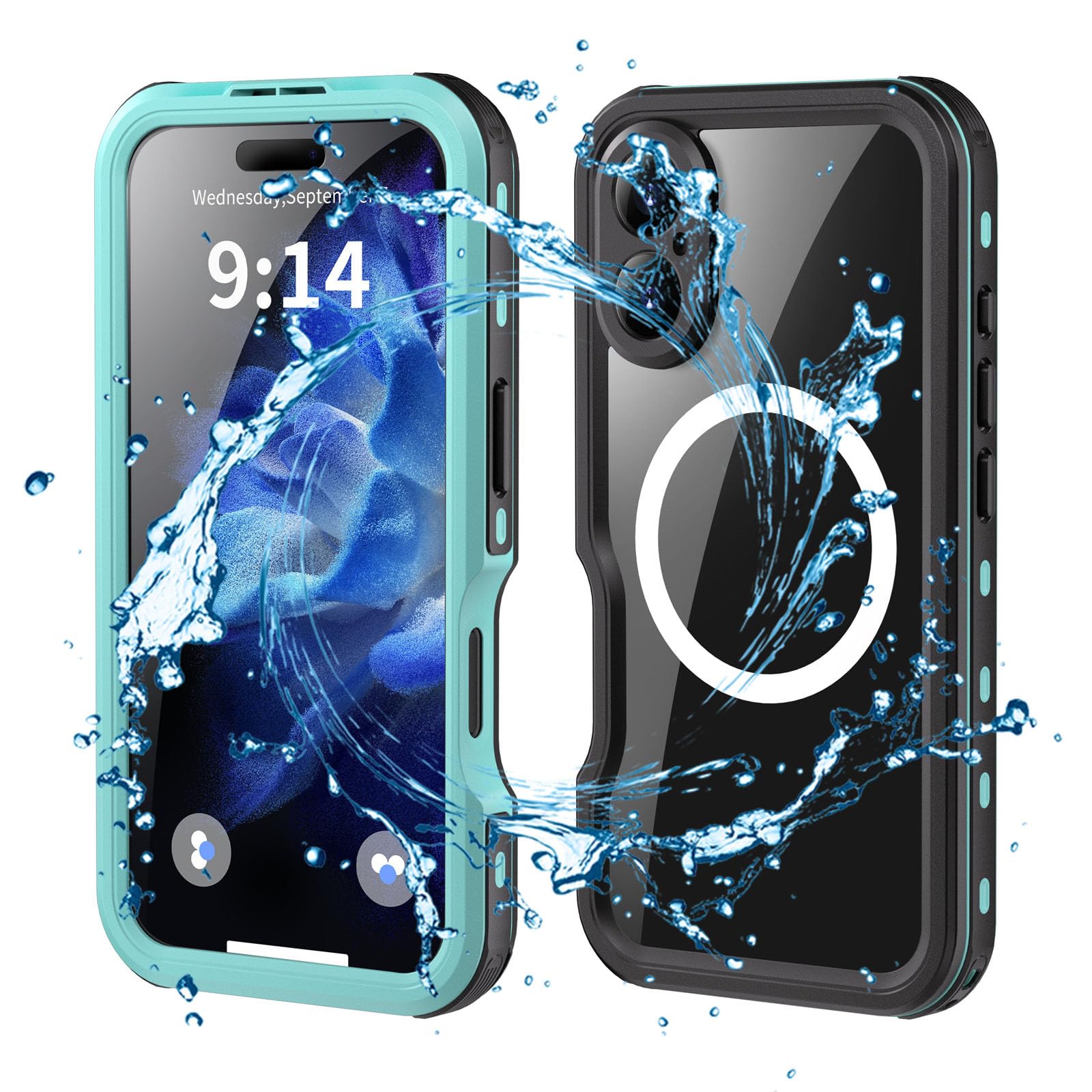Coque étanche iPhone 16 Pro Max transparente et compatible MagSafe en bleu - 8