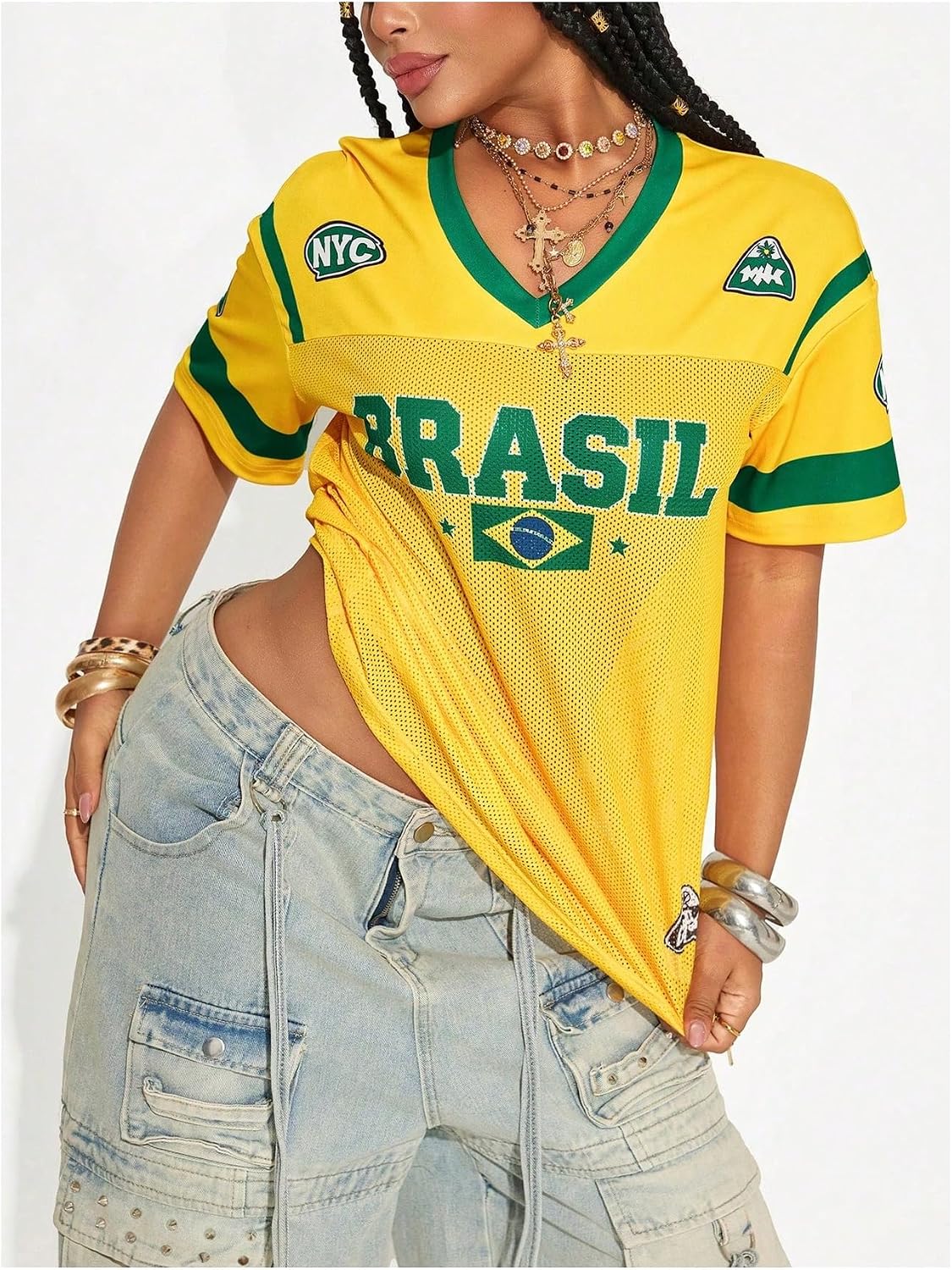 OYOANGLE Women Jersey Shirts Going Out Top Short Sleeve Tshirts Streetwear