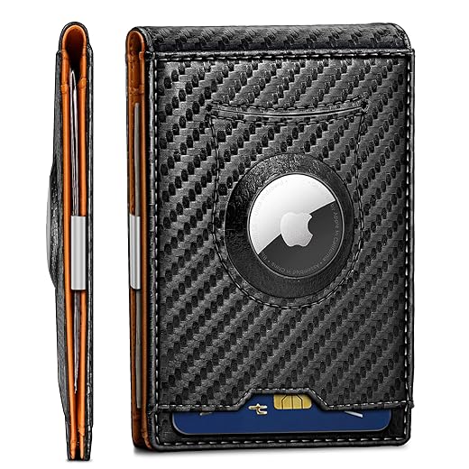 BULLIANT Men Wallet, Slim Leather Wallet RFID Blocken for Men Standard and Apple Airtag Use 11Cards