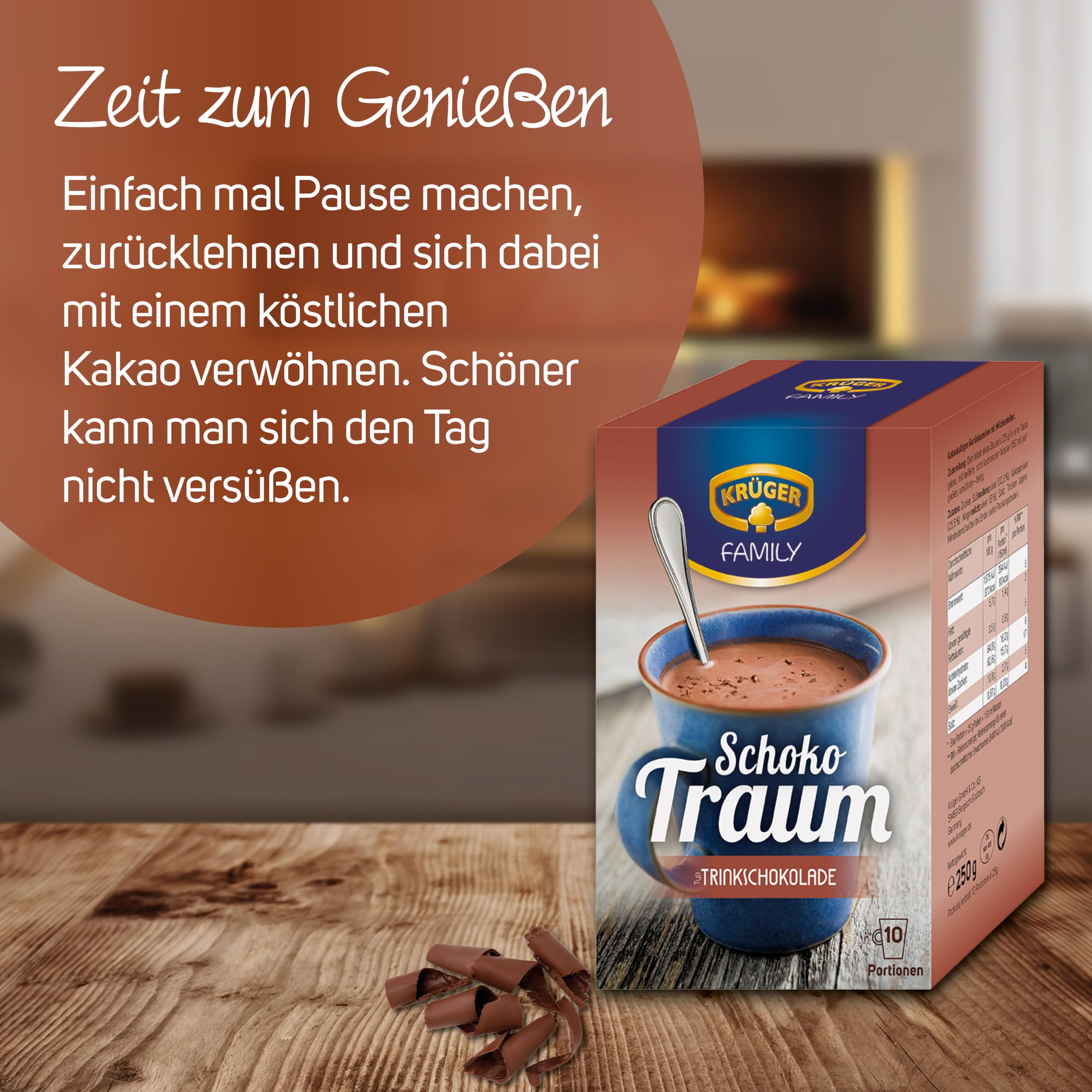KRÜGER Family Schoko Traum Trinkschokolade I Kakao-Pulver zum anrühren I 8x 250g (10 Sachets)