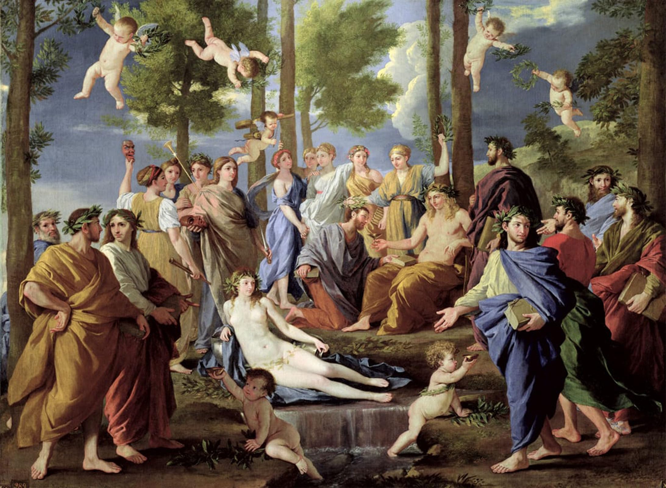 POSTERIIk Famous Modern Artwork Art Mural Parnassus by Nicolas Poussin Oil Paintings Pictures for Home Decor 60x90cm