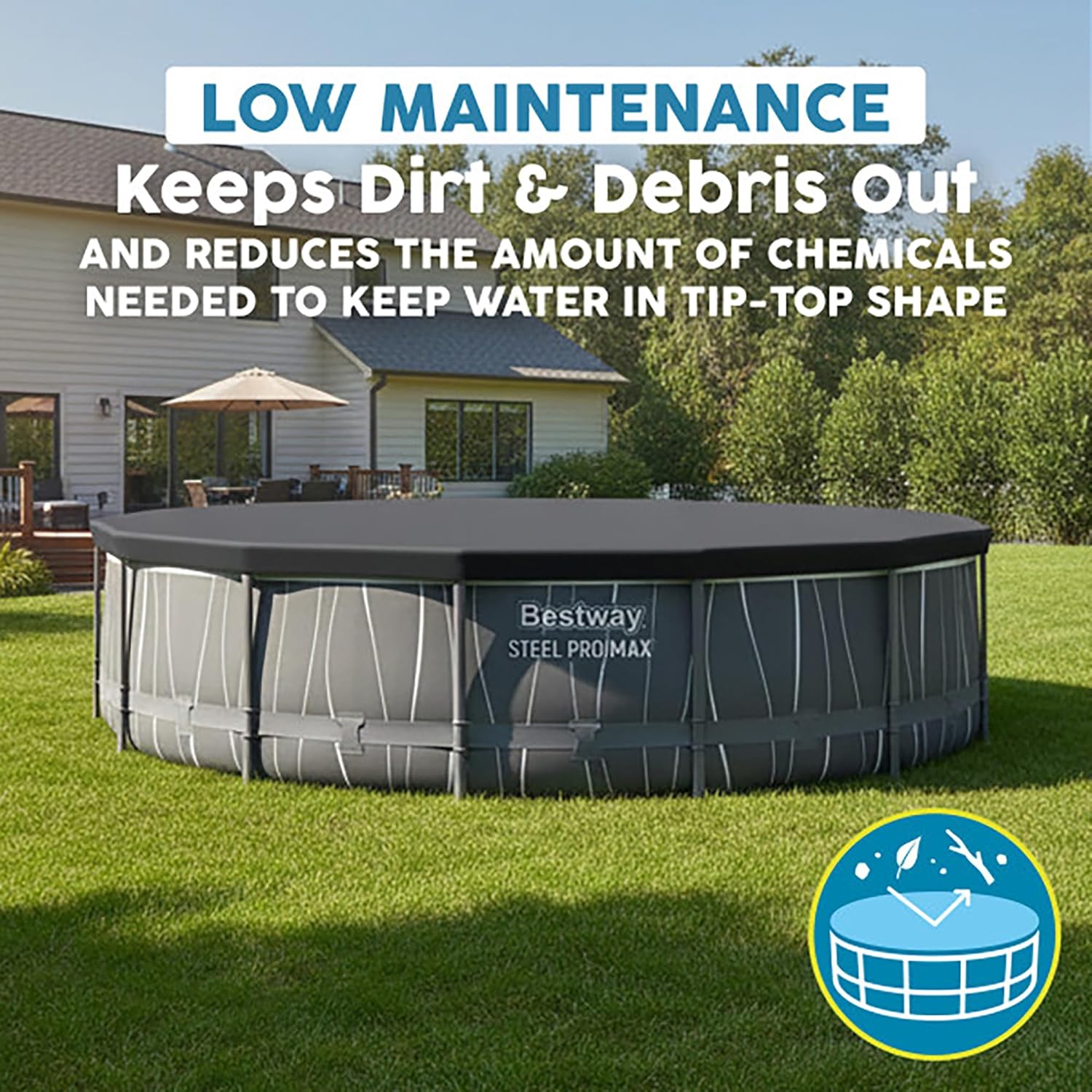 Bestway Round Pool Cover for 18' Round Frame and 16' Steel Wall Above Ground Pools
