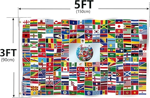 Miniatura 7 de ANLEY Fly Breeze - Bandera mundial mundial de 3 x 5 pies, colores vivos y a prueba de decoloración, cabecera de lona y doble costura, 216 banderas
