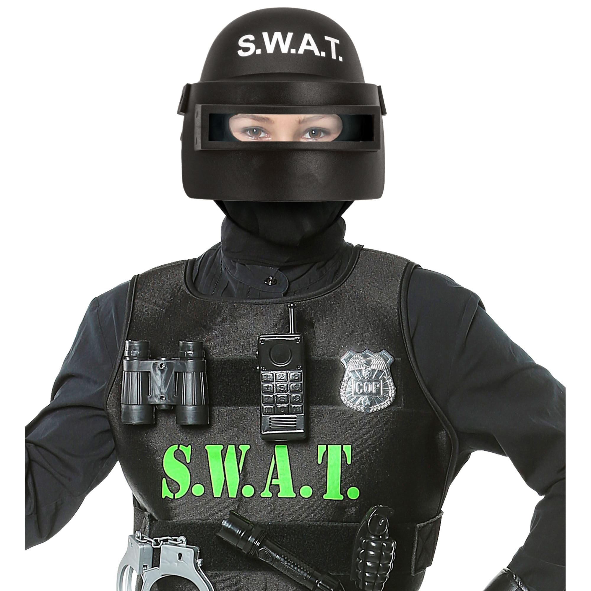 W WIDMANN MILANO Party Fashion - hełm S.W.A.T. z przyłbicą dla dzieci, wykonany z twardego plastiku, Swat Agent, Policja, FBI, SEK