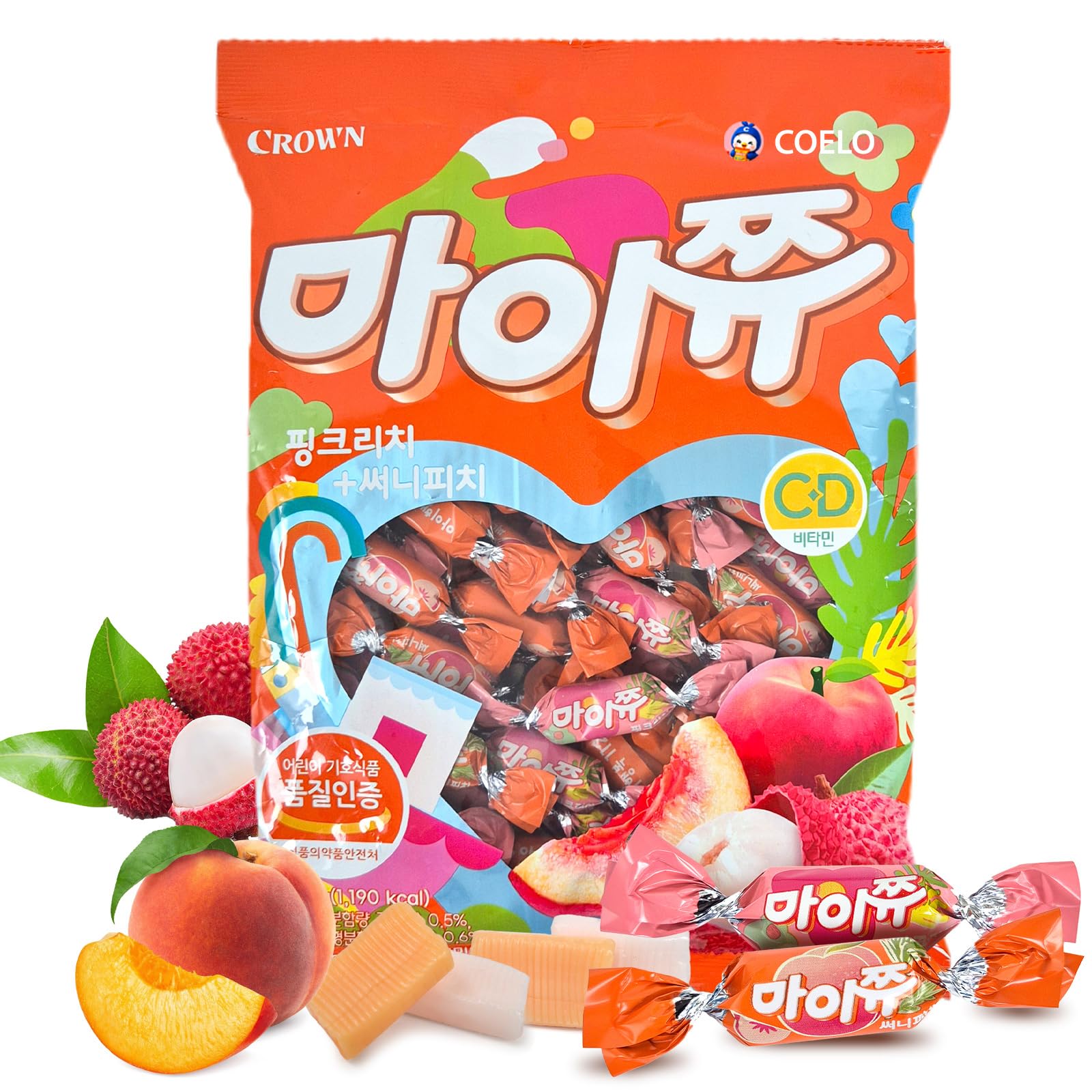 Amazon.com : COELO MyChew 284g (10oz) | Pink Lychee & Sunny Peach
