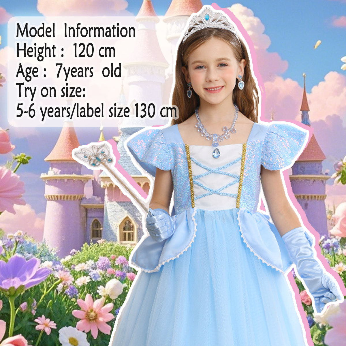 Disfraz Princesa Azul para Niñas Cosplay Carnaval miniatura 7