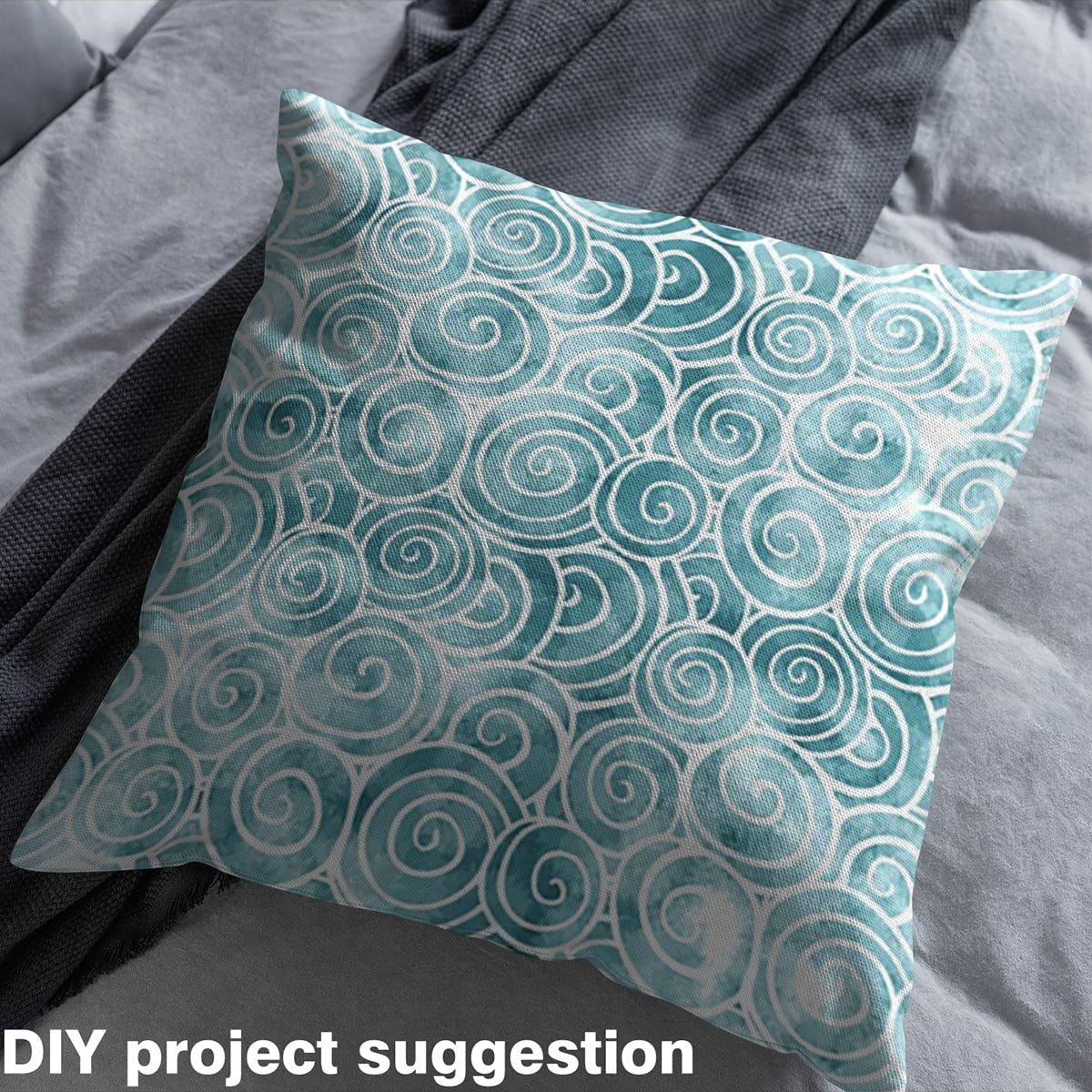 Swirl Fabric by The Yard,Abstract Ocean Swirled Sea Waves Upholstery Fabric for Chairs,Modern Circle Waterproof Outdoor Fabric,2 Yards,(L184*W150cm) Aqua - Image 4