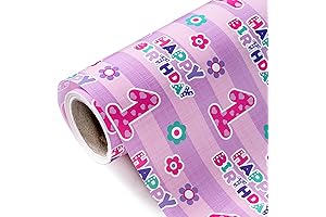 WRAPAHOLIC 1st Birthday Girl Wrapping Paper, Mini Roll for Unforgettable Birthday Celebrations