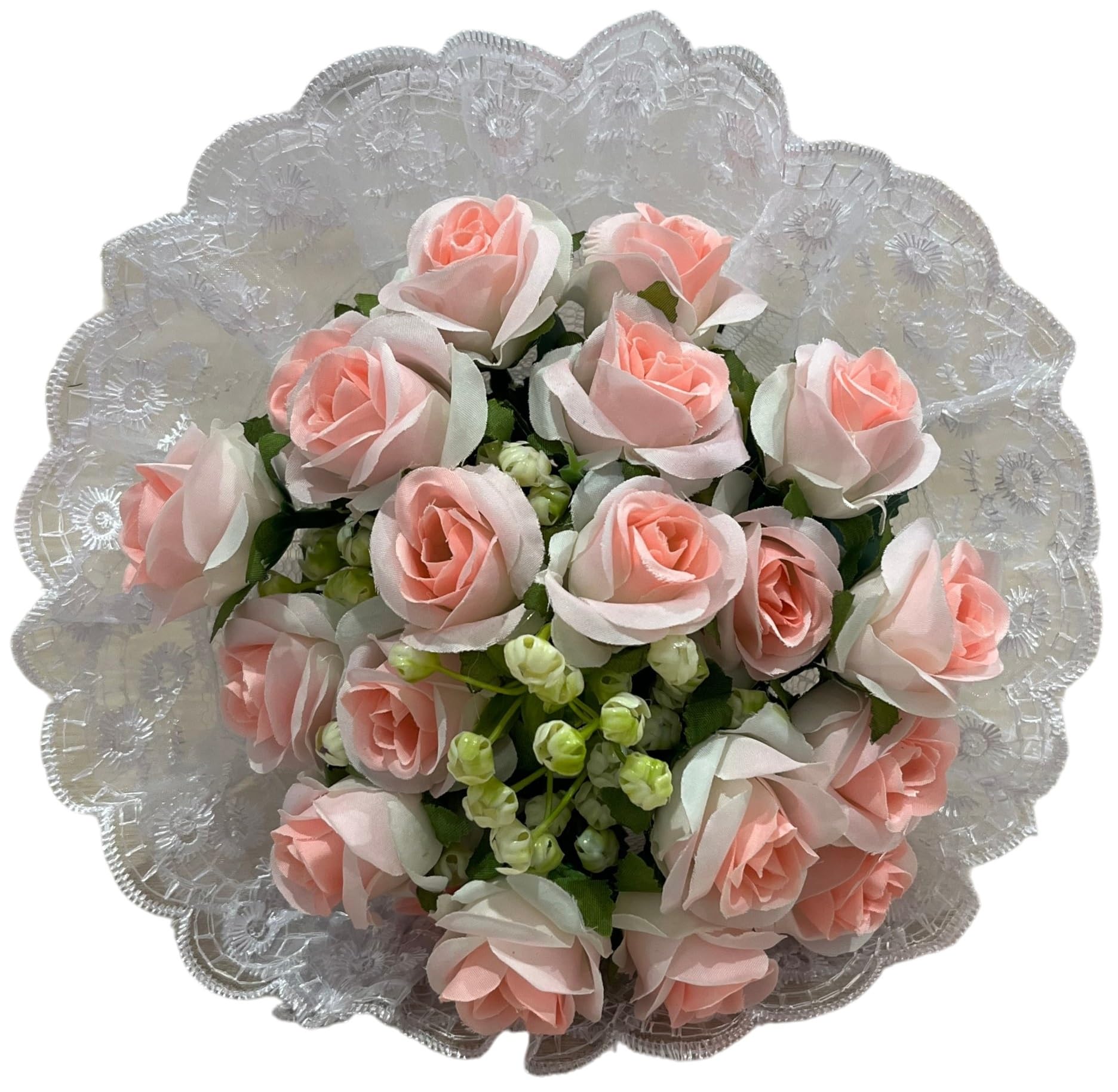 Bouquet di Rose Rosa per Addio al Nubilato, Mazzo di Fiori Gadget Divertente Gioco Addio al Nubilato per la Sposa, con Tulle e Pizzo Bianco