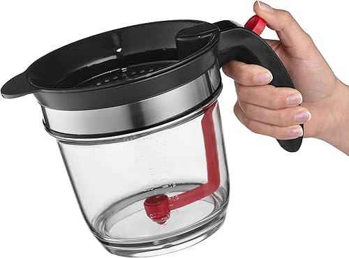 Miniatura 6 de Taza medidora y colador con separador de grasa con liberación inferior para salsas en salsa y otros líquidos con grasa de aceite para darte
