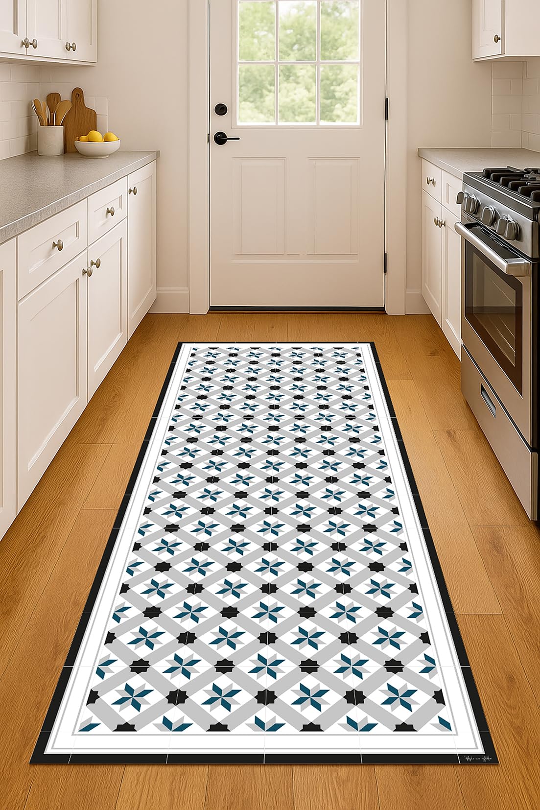 DobleUve Estudio Tapis Vinyle 23 | Noire | 80x200 cm | Cuisine, Salon Antidérapant Antifongique Ignifuge | Enfants, Bain PVC