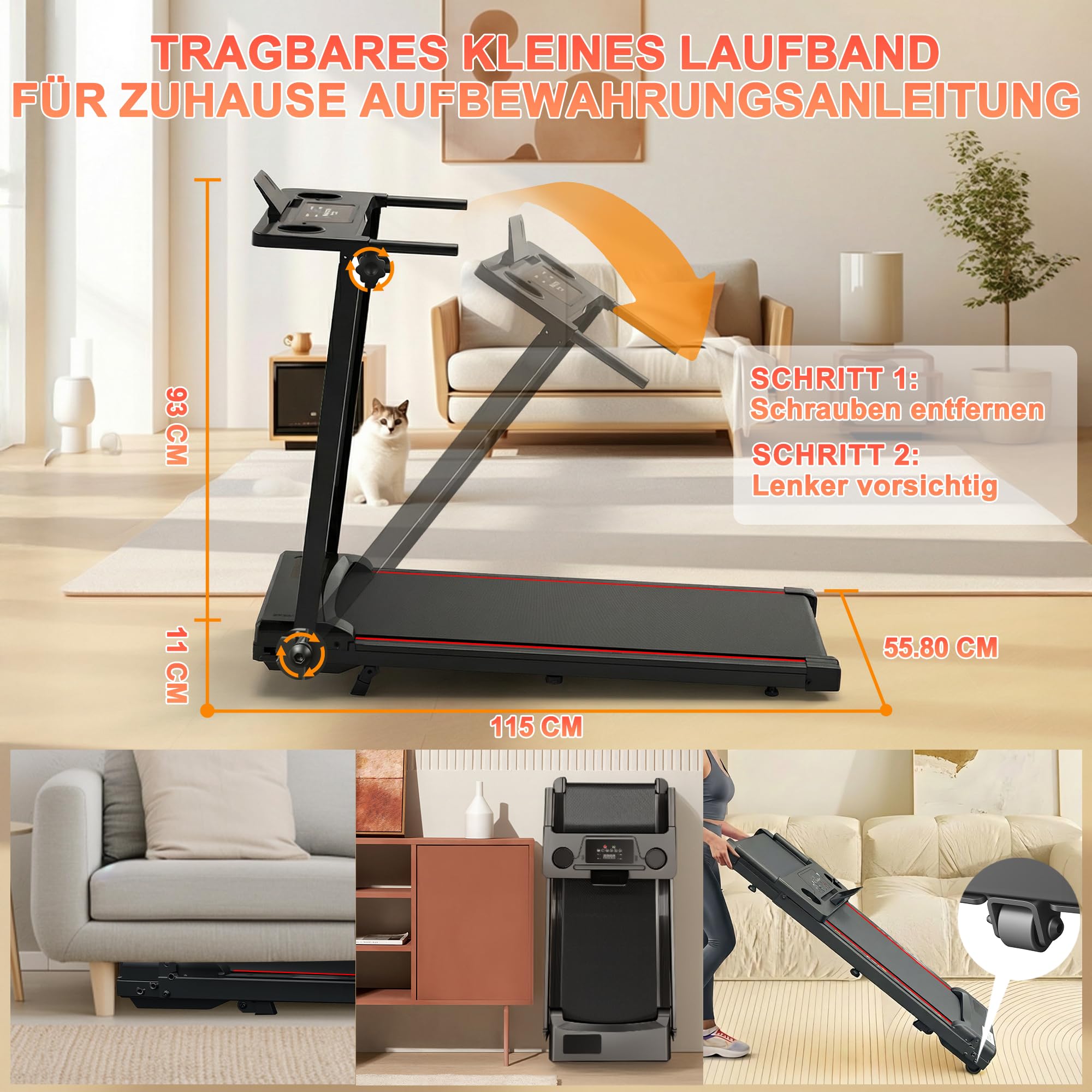 Walking Pad, 1-12 km/h Laufband für Zuhause mit 9% Steigung, 3,0 HP Laufband mit LED-Anzeige, Doppelte Stoßdämpfung, Maximale Gewichtsbelastung 120 kg, für den Einsatz zu Hause und im Büro Geeignet.