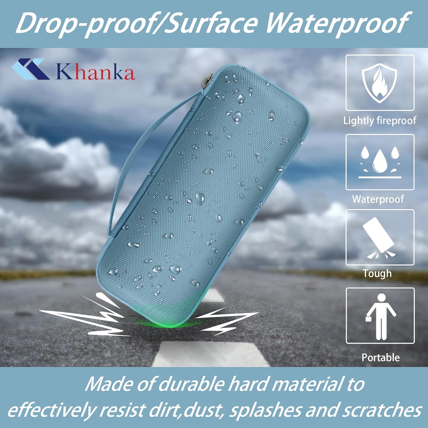 Khanka Hard Travel Case for Ortizan Portable Bluetooth Speaker, IPX7 Waterproof Wireless Speaker, Case Only (Blue) - Image 5