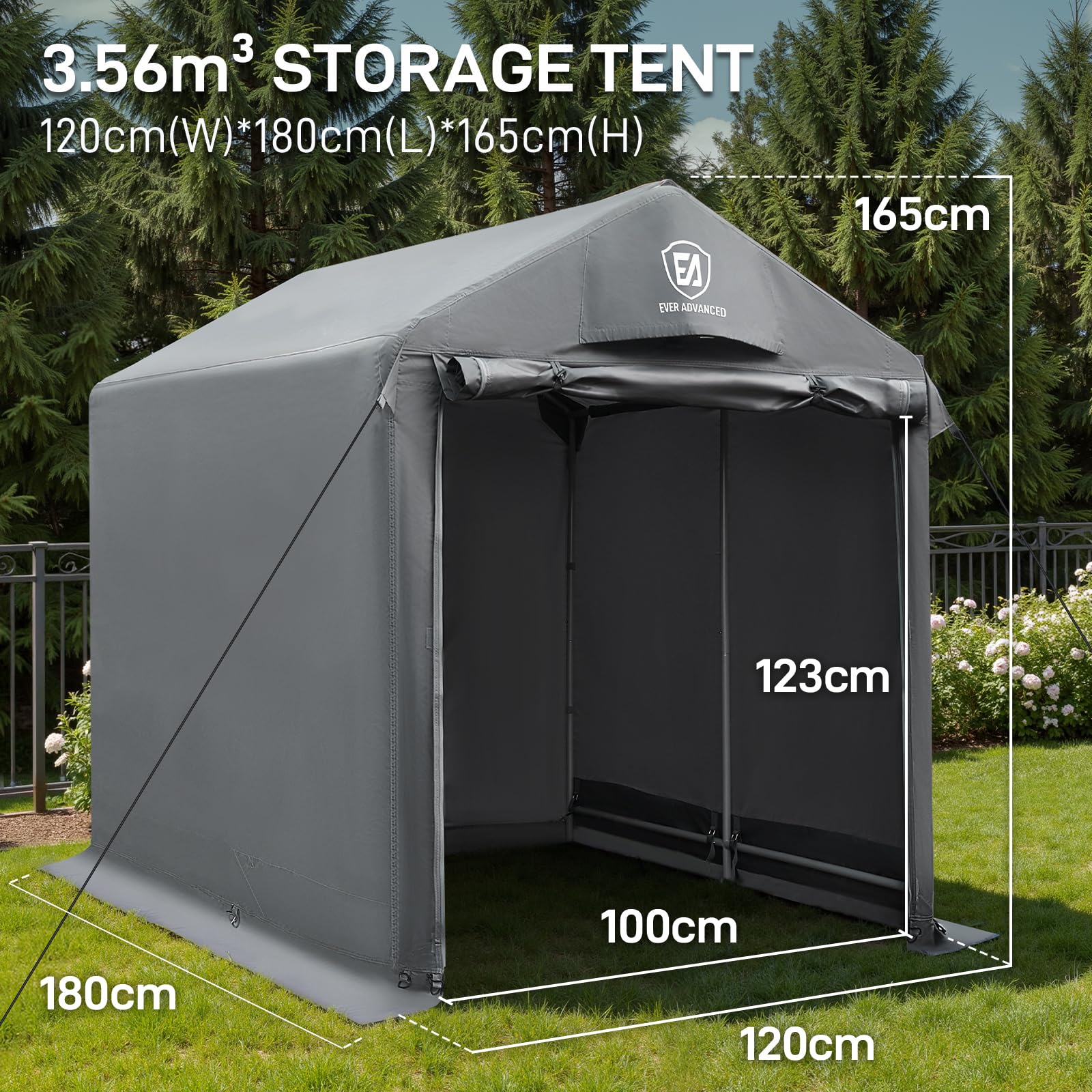 EVER ADVANCED Caseta para herramientas (120 x 180 x 165 cm, 3000 mm, resistente al agua)