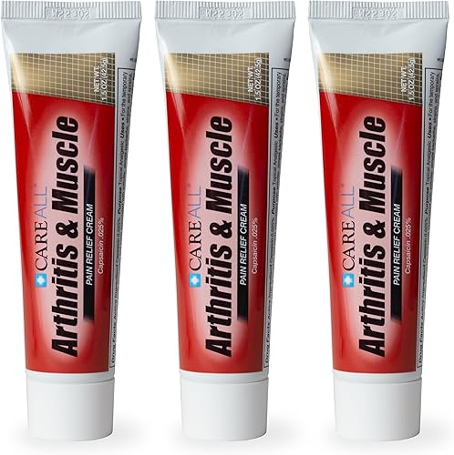 CareAll Capsaicina Artritis, Crema Muscular y Articular 1.5 oz (paquete de 3), Alivio de dolores menores y dolores de espalda, esguinces,
