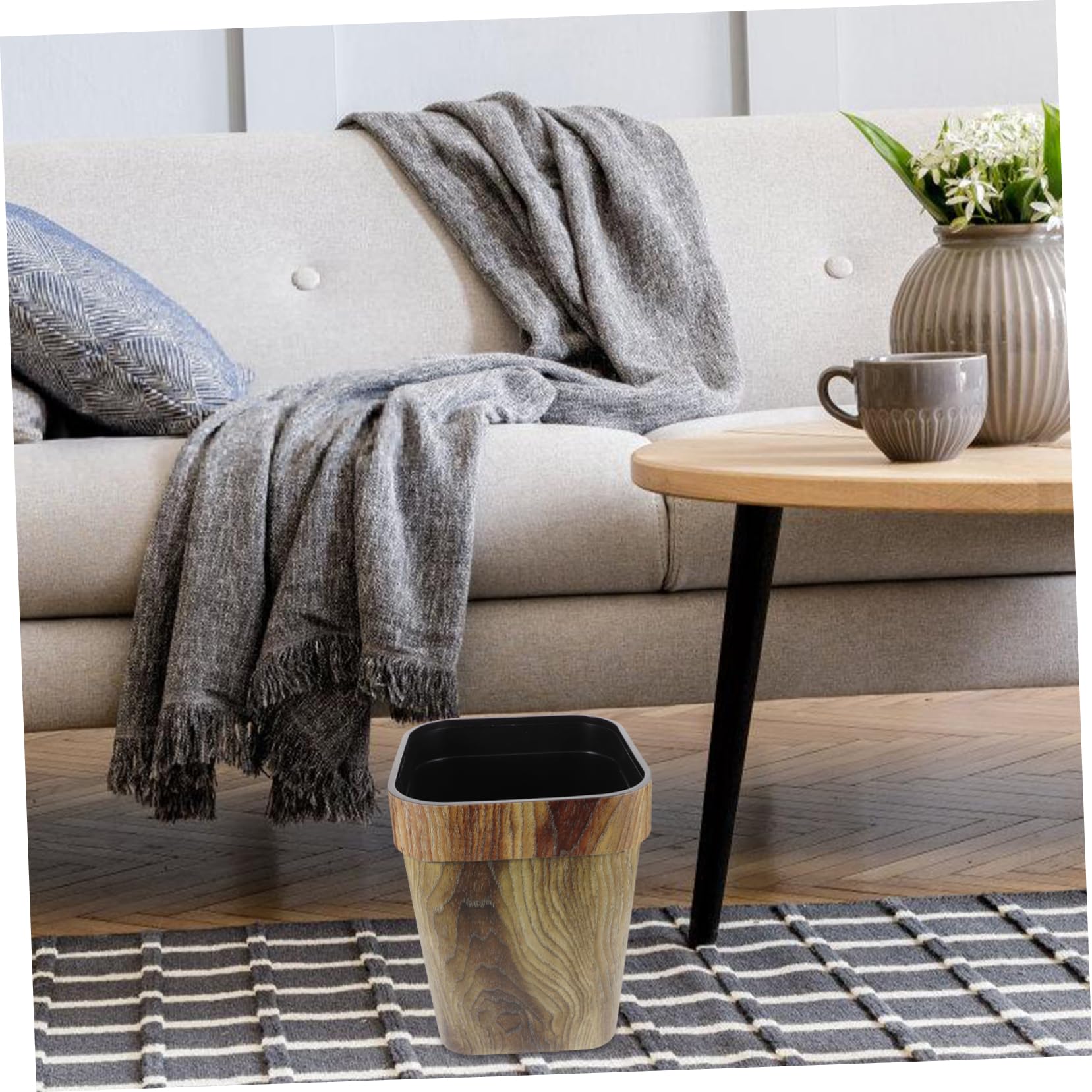 BESPORTBLE 1pieza Papelera De Diseño Retro De Madera Simulada Contenedor De Residuos Elegante Para y Grande Para Salas De y