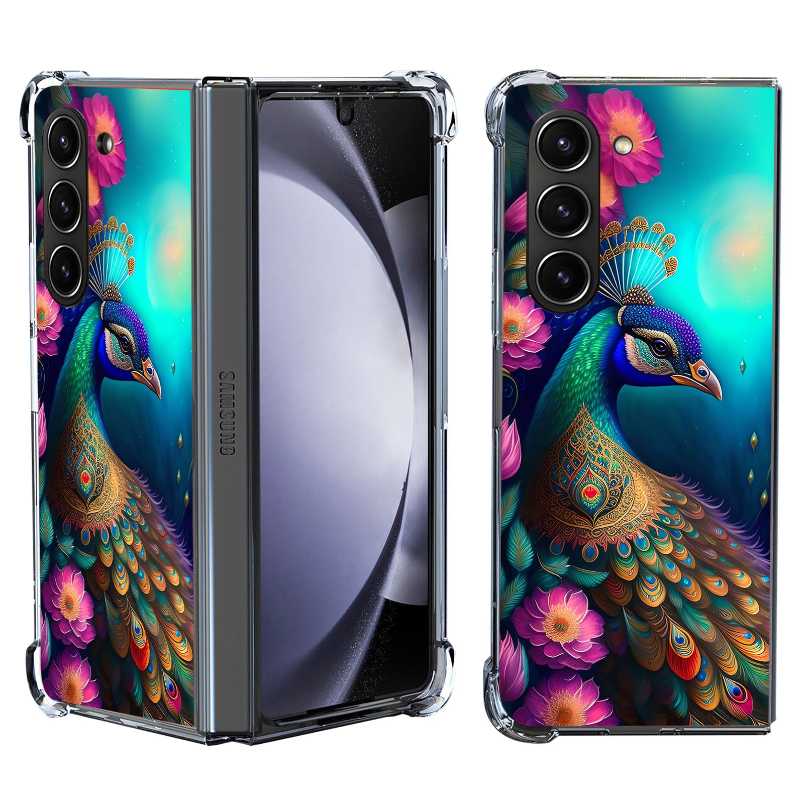 Galaxy Z Fold 5 Case,Colorful Peacock Mandala Flowers Drop Protection Shockproof Case TPU Full Body Protective Scratch-Resistant Cover for Samsung Galaxy Z Fold 5-image-29