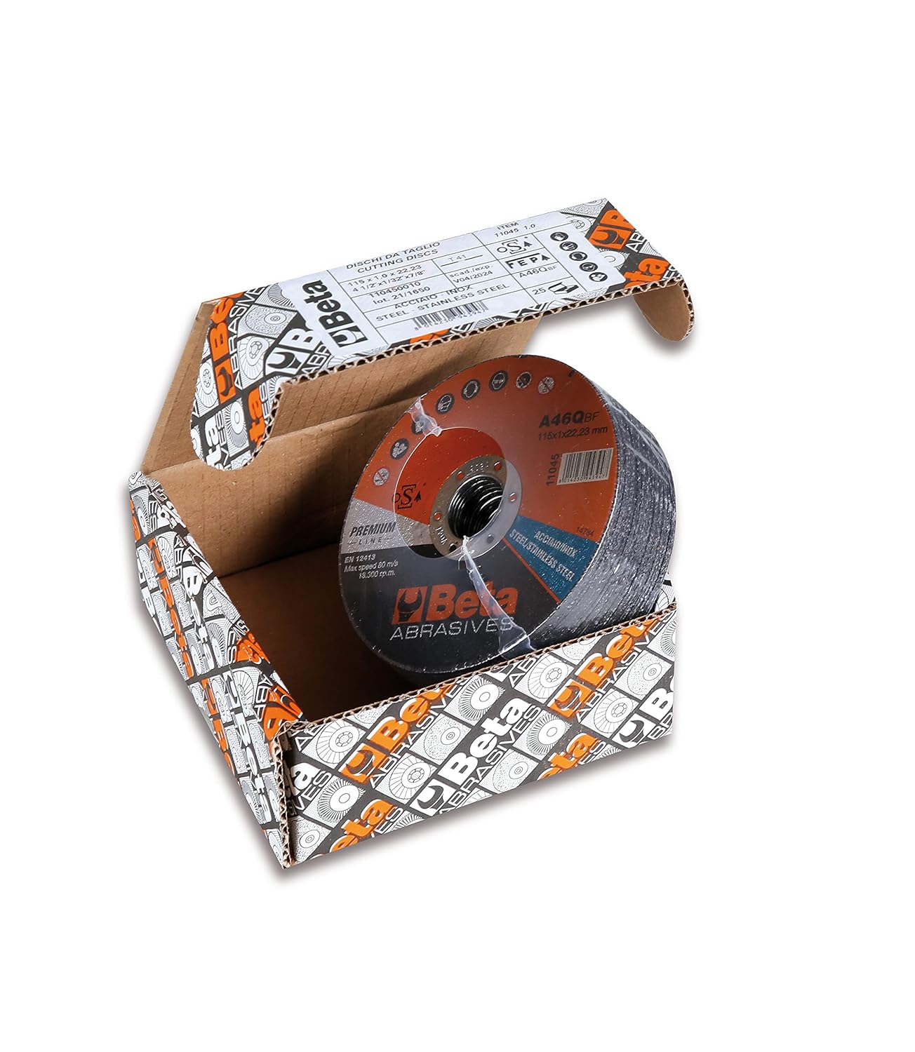 Beta 11046 1.6 Cutting Discs for Steel and Stainless Steel - Thin and Flat Center Design - for Use with Portable Angle Grinders