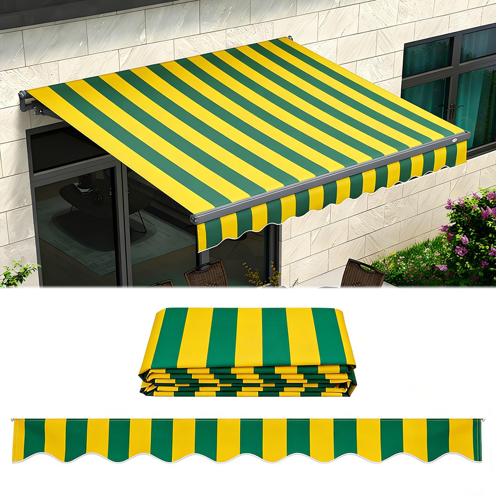 Toile de store rétractable extérieur avec lambrequin protection solaire jardin 3m 4m 5m