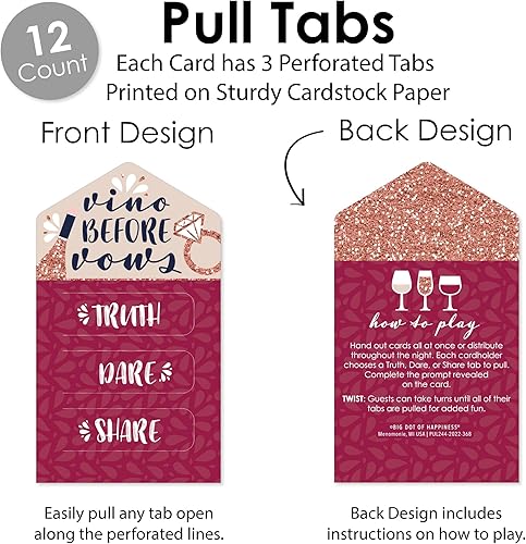 Miniatura 3 de Big Dot of Happiness Vino Before Vows - Cartas de vinos para despedida de soltera o despedida de soltera, juego de 12 pestañas de verdad,