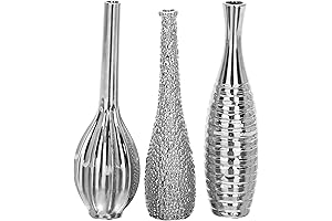 Deco 79 69681 Ceramic Vase: Elevate Your Living Room with Azure and Argent Hues