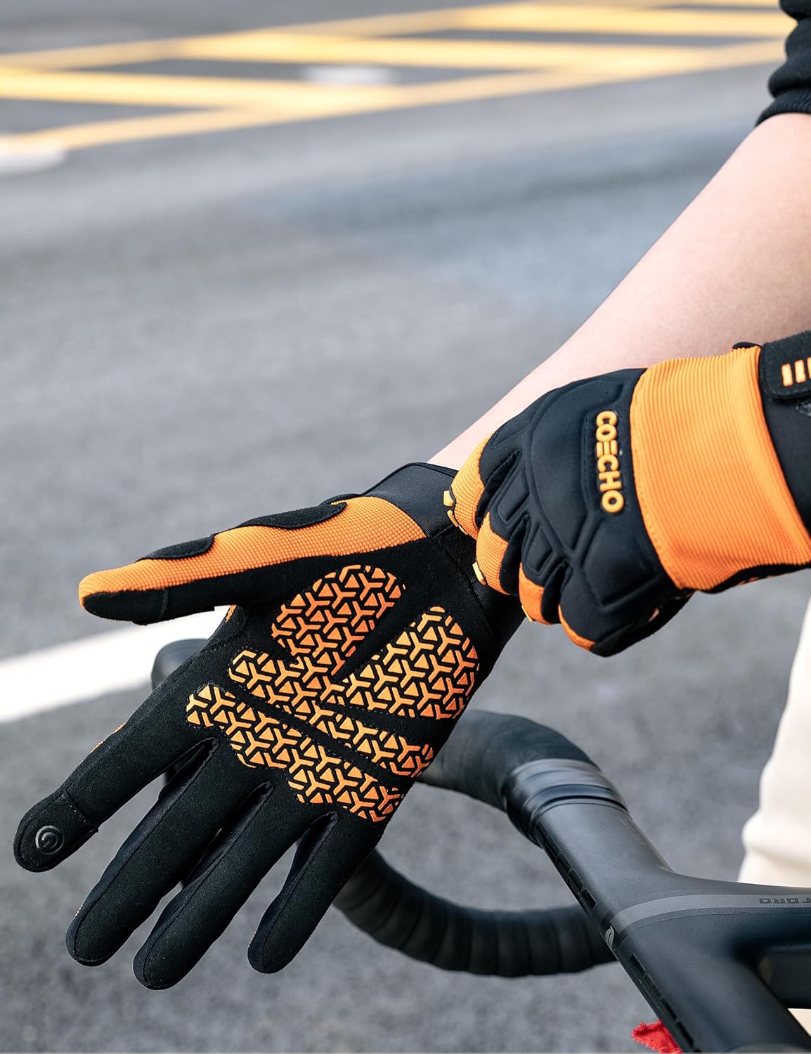 Men's Mountain Bike Gloves - 5mm Shock-Absorbing Anti-Slip Palm, Breathable Knuckle Guard, Touchscreen Fingertips, Lightweight & Durable for MTB/Motocross/Off-Road