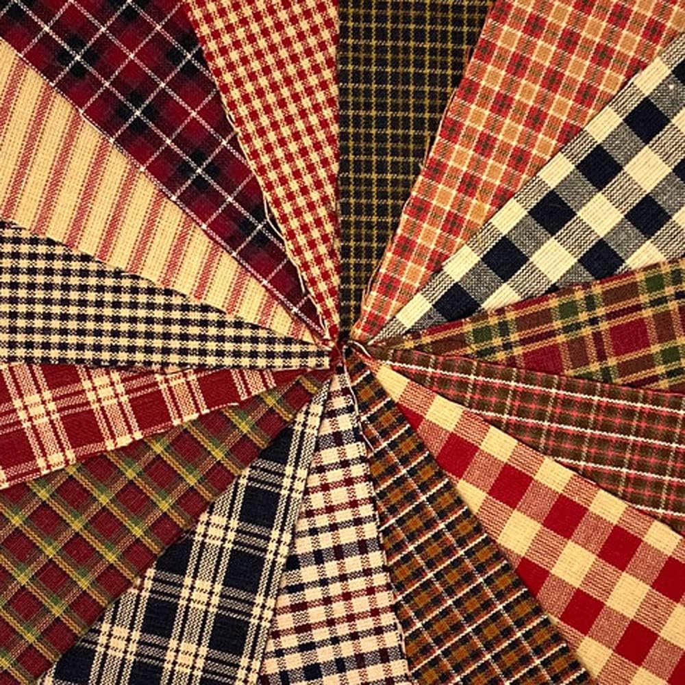 Farmhouse Red Ragged Homespun Quilt Kit, 200+ six inch Squares, 100% Plaid Cotton Fabric by JCS