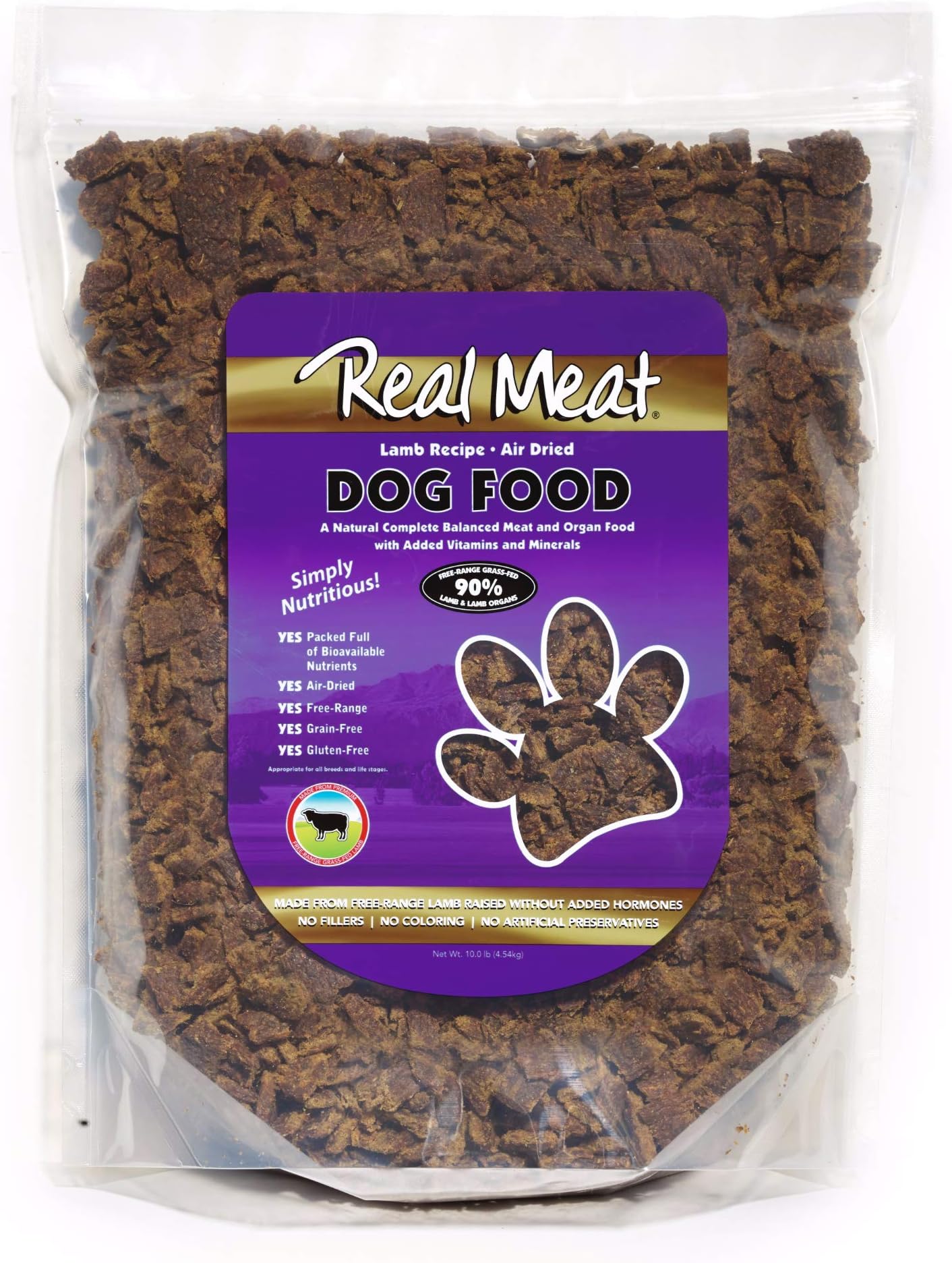 Real Meat Air Dried Dog Food 10lb Lamb