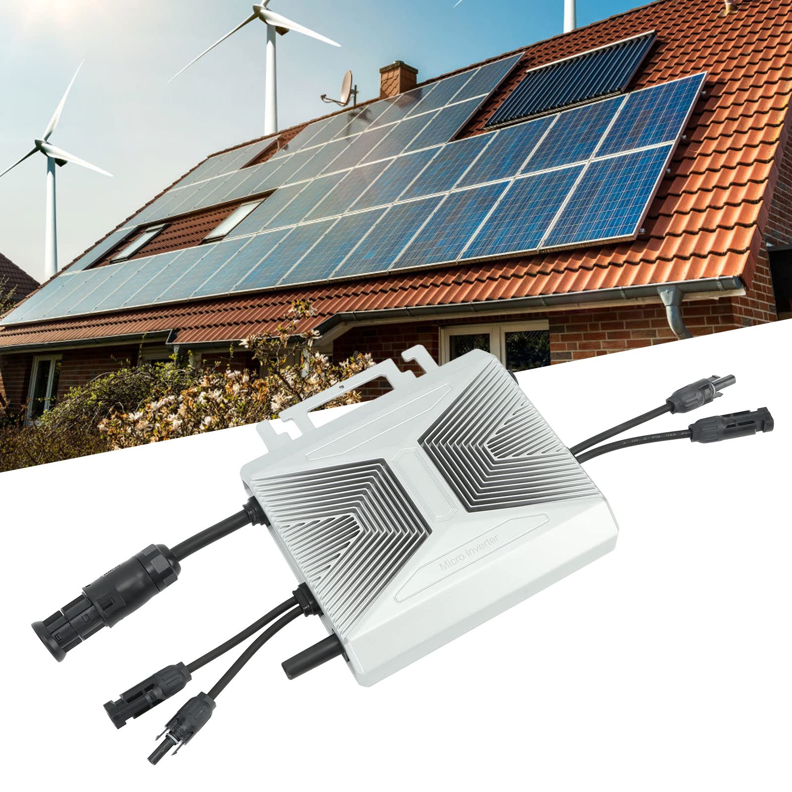 Hyuduo Mikro-Wechselrichter, 600 W, Grid-Tie-Wechselrichter aus Aluminiumlegierung mit Dual-MPPT-WiFi-Überwachung, IP67 Wasserdicht, 96,5 Prozent CEC-Wirkungsgrad für Solar-PV-Systeme für