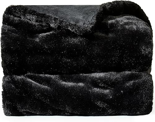 Miniatura 7 de DREAMNINE Manta de piel sintética extra suave y gruesa para sofá o cama, 50 x 60 pulgadas, manta decorativa y acogedora de microfibra lanuda cálida
