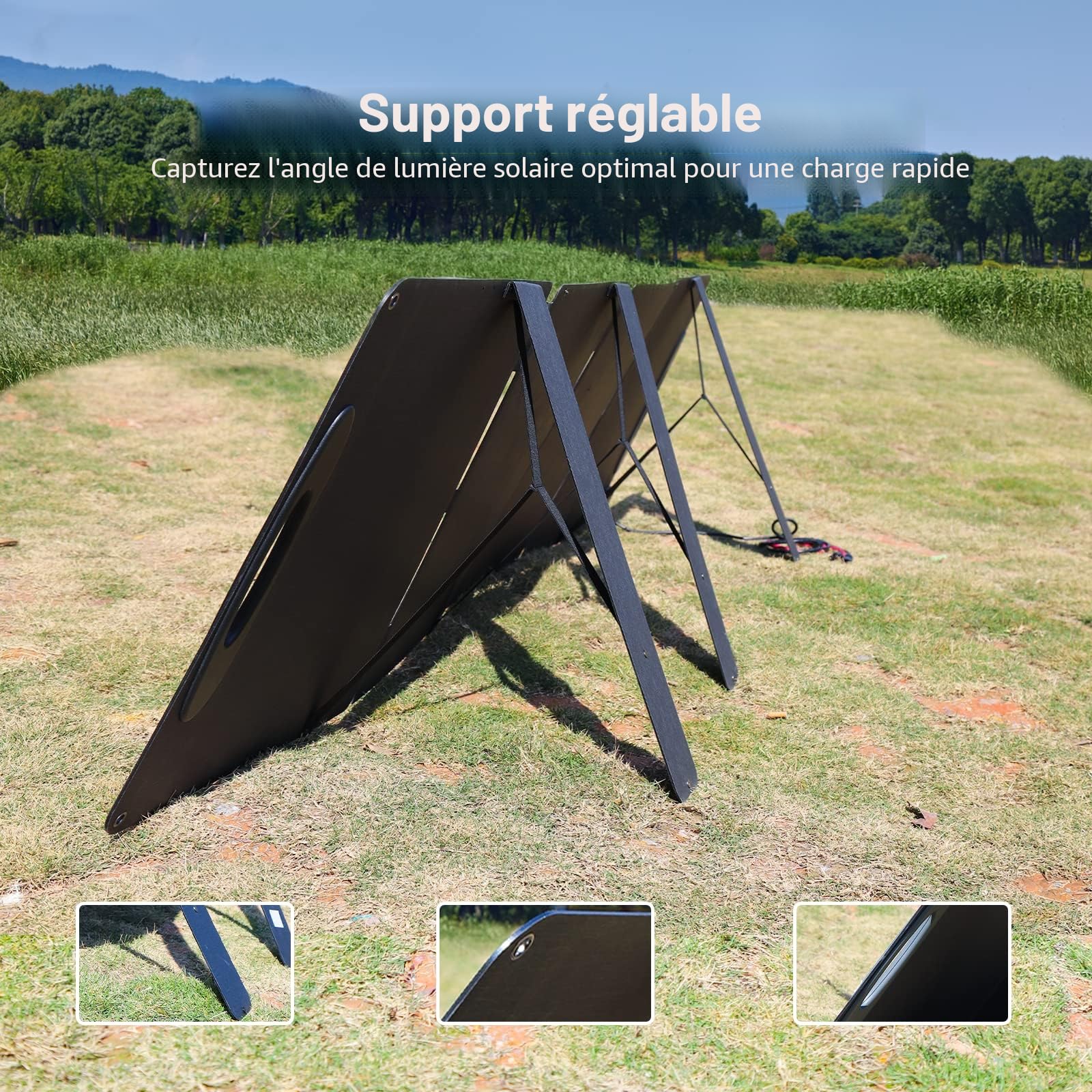 VDL Panneaux Solaires Pliables 200W, Cellule Solaire Monocristalline, 20V Générateur Solaire avec Multi-contact 4, Compatible avec La Plupart des Centrales Électriques, pour le Camping, Randonnée, RV