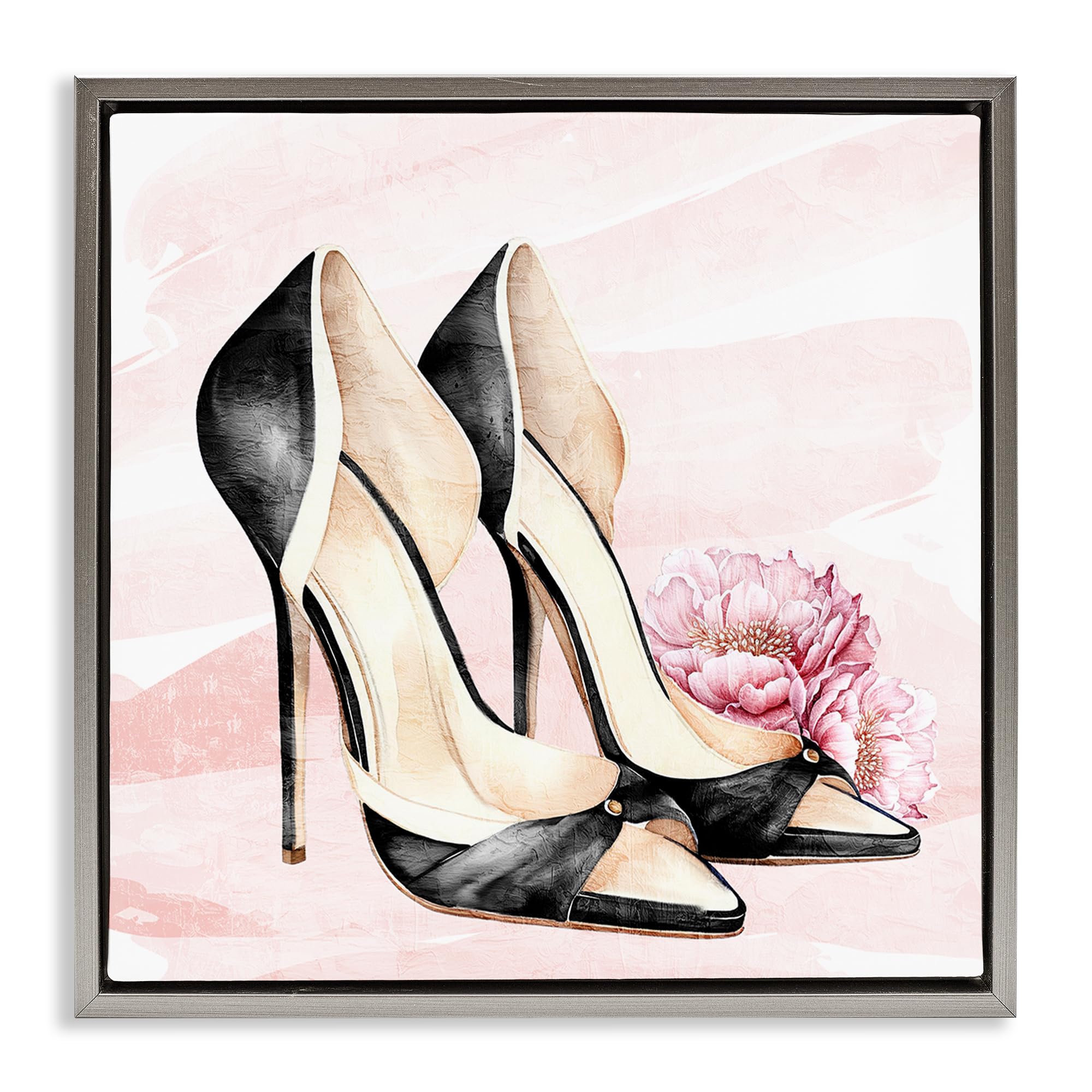 Stupell Industries Luster Gray (Matte) 'Glam Time Heels'| Floating Frame Canvas Art