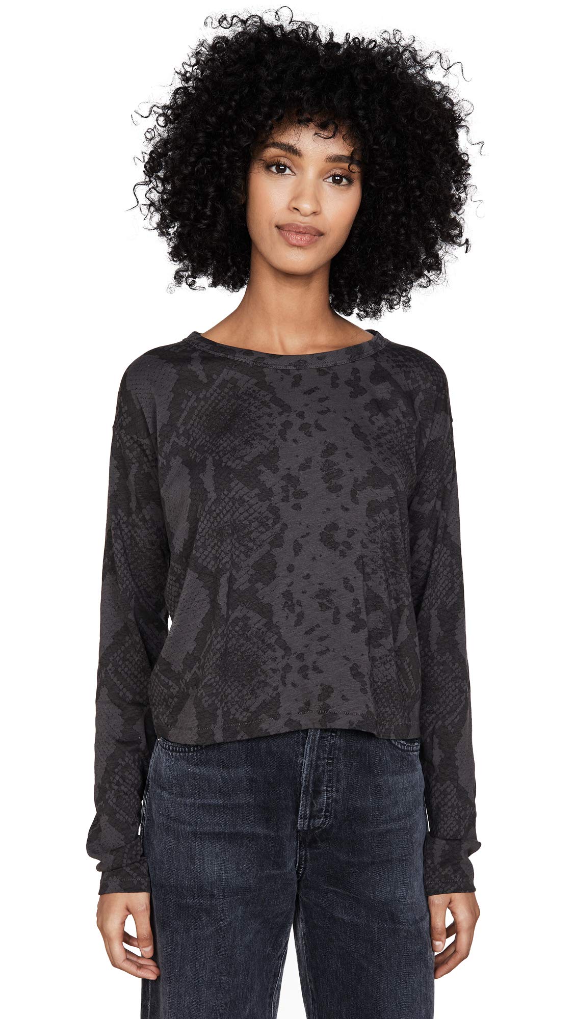 Women's Snake Print Cropped Long Sleeve