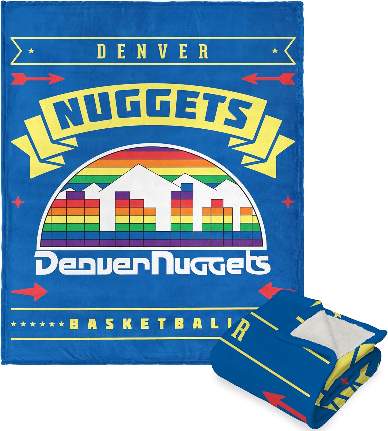 Northwest NBA Denver Nuggets Silk Touch Sherpa Throw Blanket, 50" x 60", Hardwood Classics