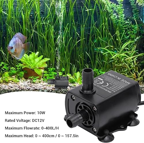 Miniatura 6 de Bomba de agua sumergible, CC 12 V 10 W 400L Lift QR50H Bomba sumergible para fuente pequeña para acuario tasa ajustable, bomba de fuente, fuente de