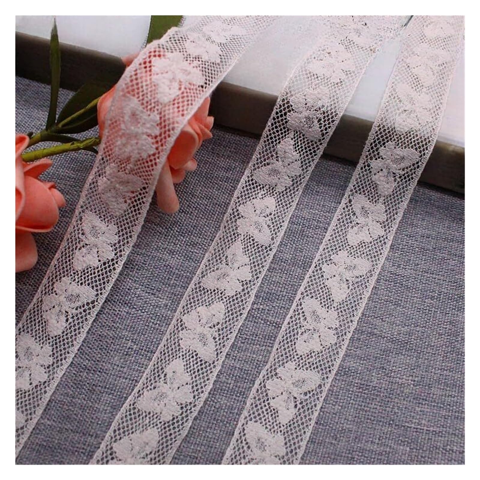 Koronkowa lamówka z tkaniny Wstążka, 15 jardów haftowanej koronki kwiatowej o szerokości 2,5 cm, do pakowania prezentów ślubnych i scrapbookingu(Style B)