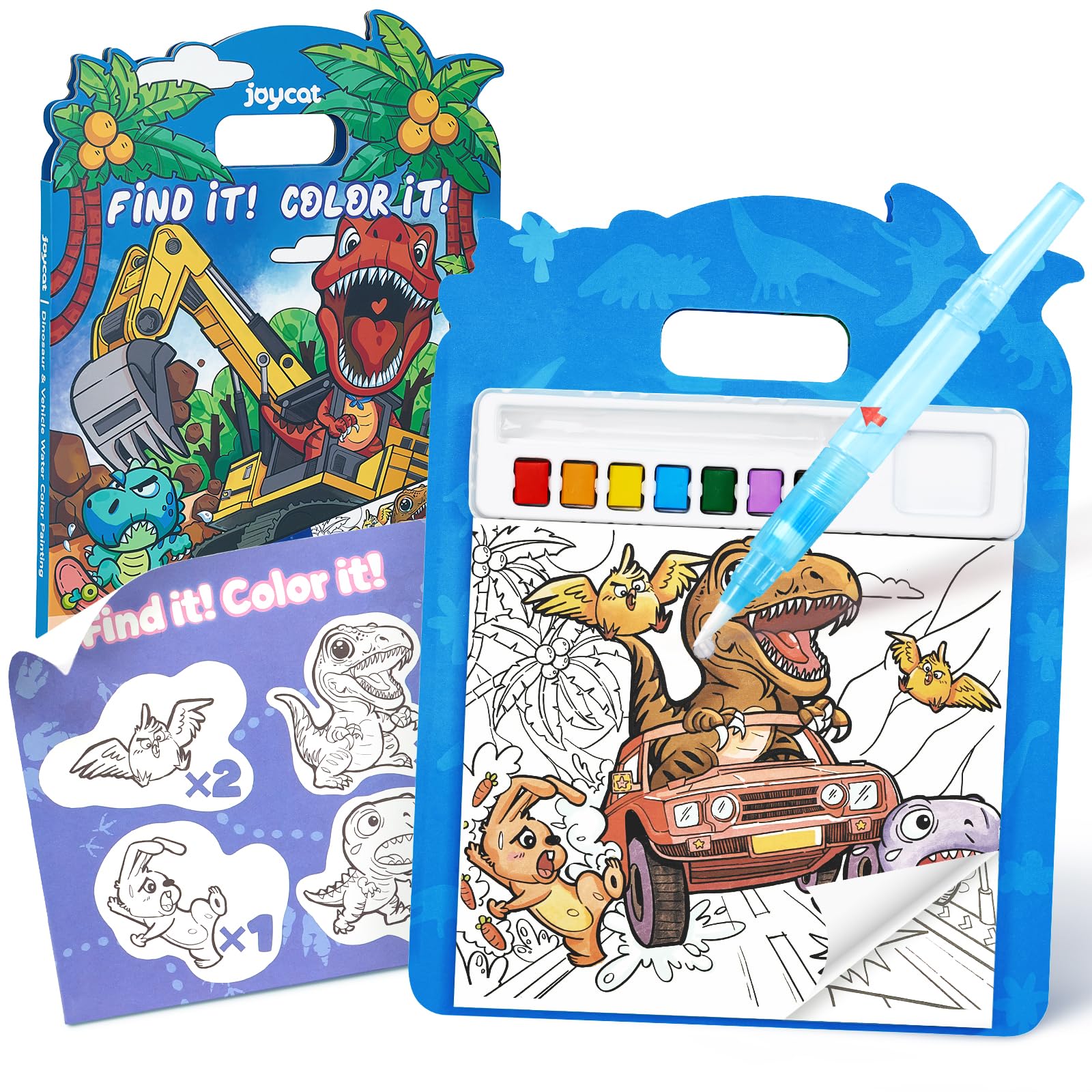 JoyCat Find & Color Paint with Water Coloring Books for Toddlers, Educational Seek and Find, No Mess Art & Craft Toy, Fun Learning Activity for Kids Ages 3-5 4-8, Gifts for Girls Boys