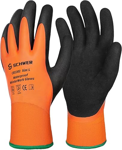 Schwer Guantes de trabajo de invierno impermeables para hombres y mujeres, guantes de congelador de doble revestimiento para clima frío al aire