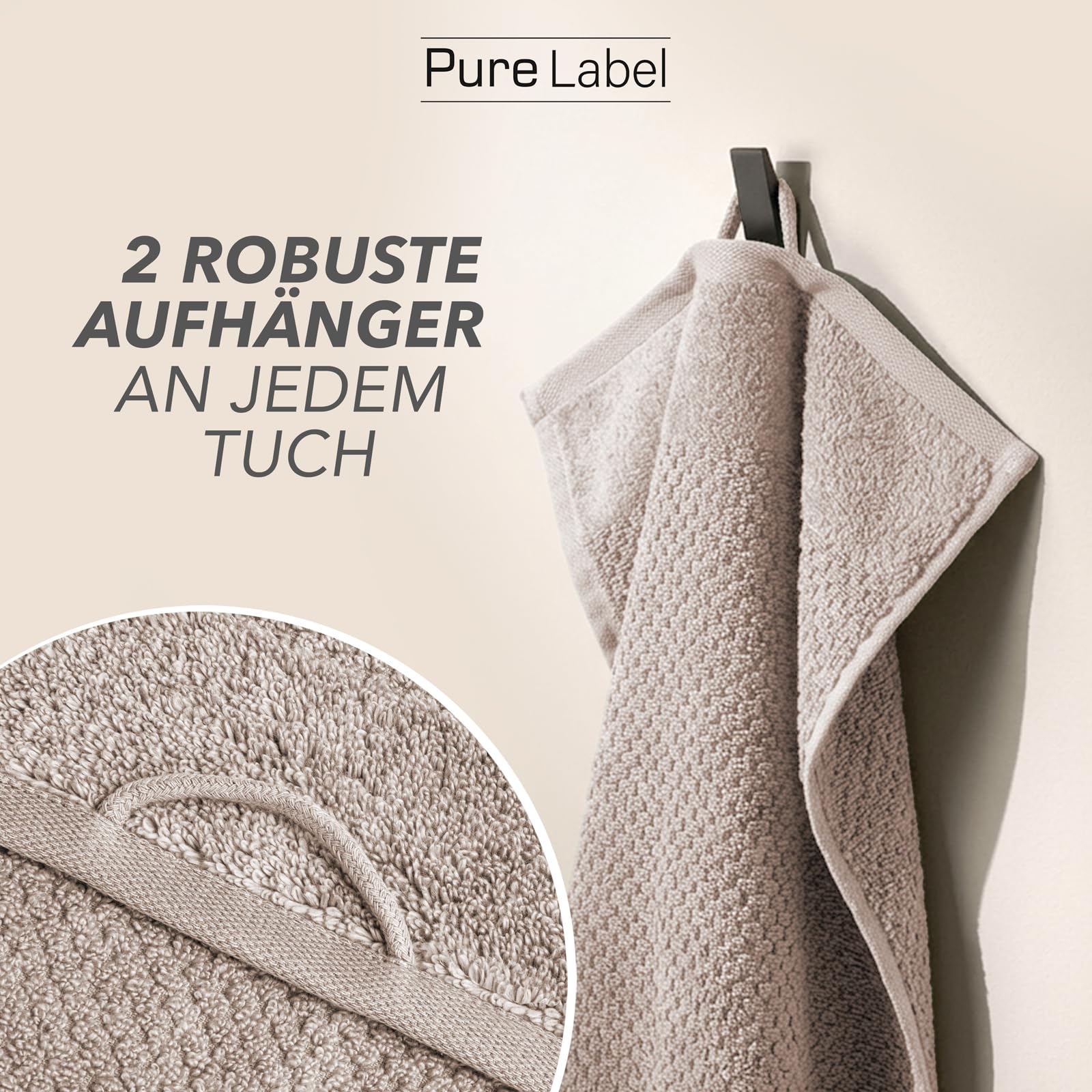 Pure Label Badetuch Set 8-TLG. 70x140cm aus 100% Baumwolle - Stein